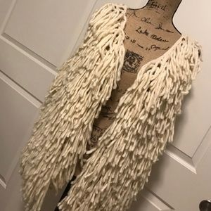 Ivory shaggy mop vest